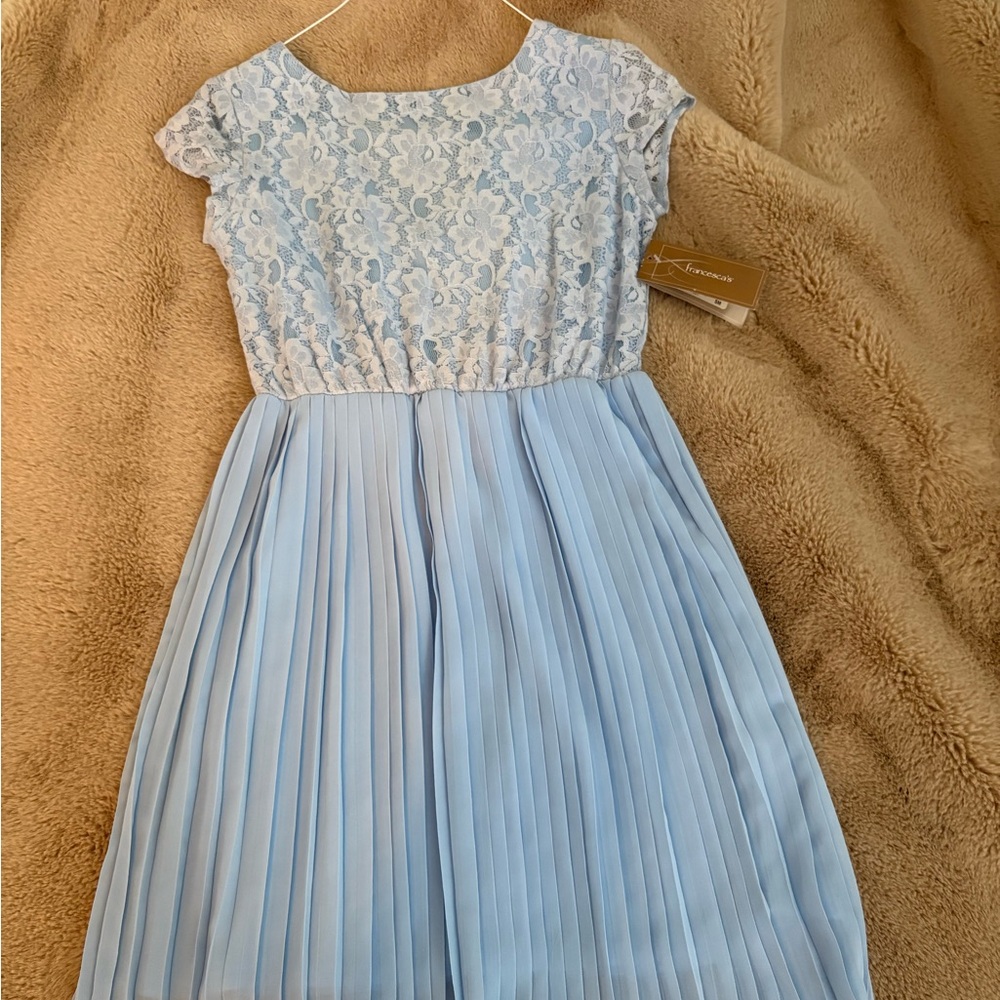 Francesca's Collections Light Blue Lace Kids Dress